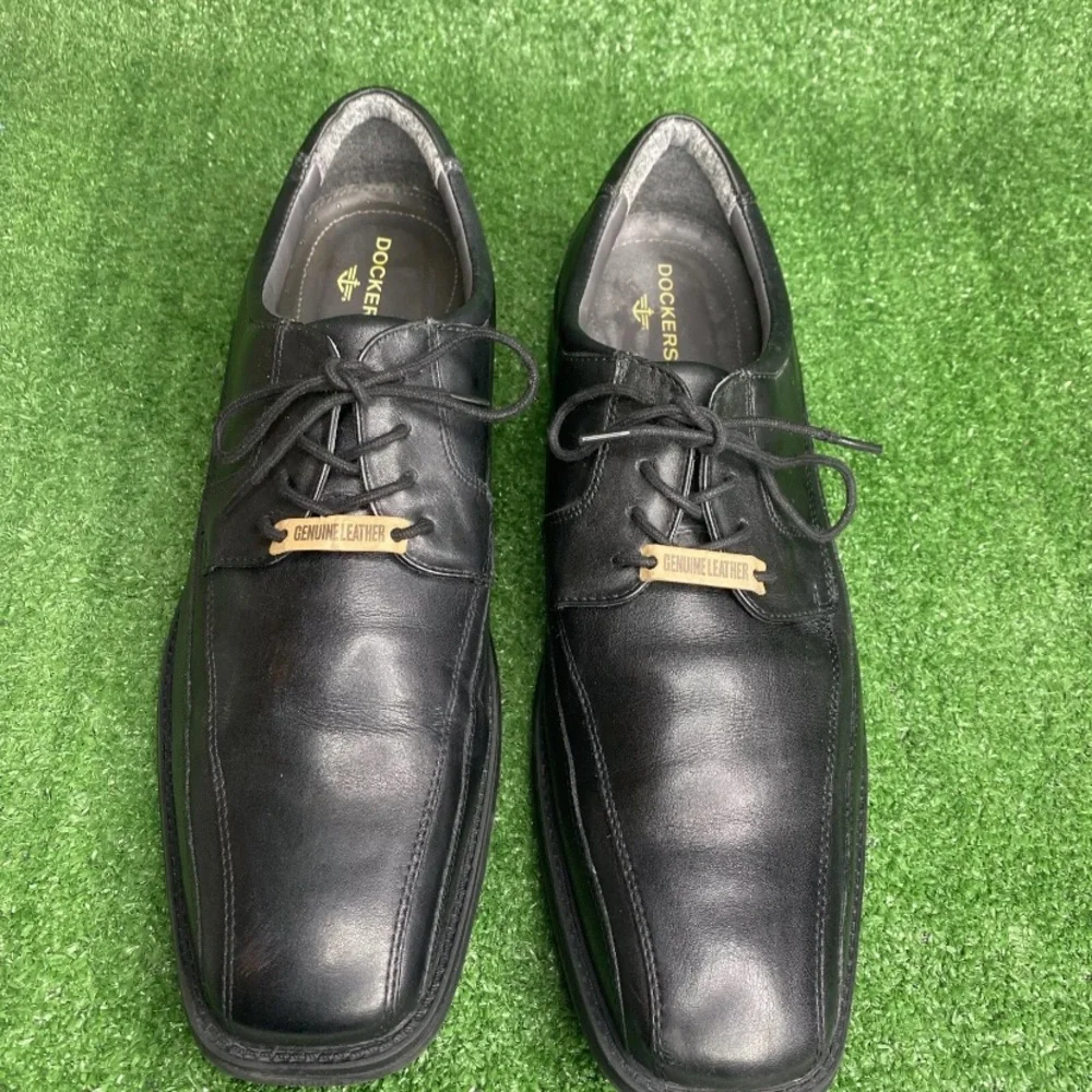 Dockers Men’s Perspective Black‎ Lace Up Leather Casual Shoes Black Size 14